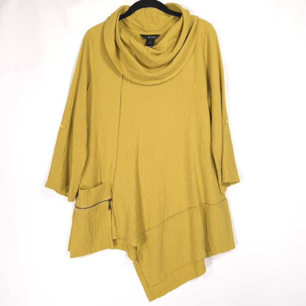 Ali Miles Asymmetrical Tunic Top Cowl Neck Lagenlook Crinkle Women’s‎ MEDIUM - Picture 7 of 16